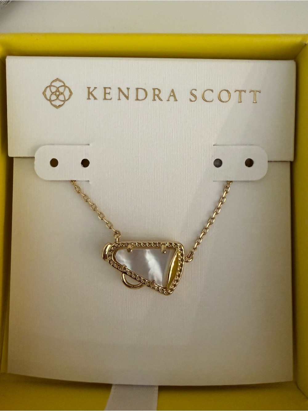 Kendra Scott Gold Necklace with Iridescent White Stone